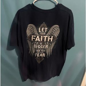 blue let your faith be bigger than your fear t-shirt